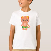 Hawaii Katze, Niedliche Katze, Orangenkatze, Blume T-Shirt (Vorderseite)