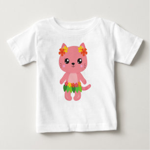 Hawaii Katze, Niedliche Katze, rosa Katze, Blume, Baby T-shirt