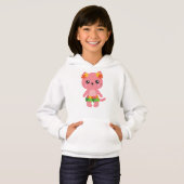 Hawaii Katze, Niedliche Katze, rosa Katze, Blume, Hoodie (Vorne ganz)