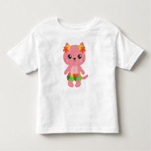 Hawaii Katze, Niedliche Katze, rosa Katze, Blume,  Kleinkind T-shirt