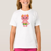 Hawaii Katze, Niedliche Katze, rosa Katze, Blume, T-Shirt (Vorderseite)