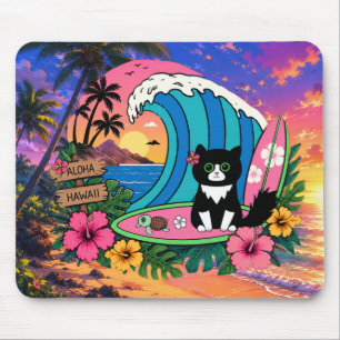 Hawaii Katzen und Surfboards Mousepad
