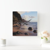 Hawaii, Kauai, Haena Staat Park 2 Quadratische Wanduhr (Zuhause)