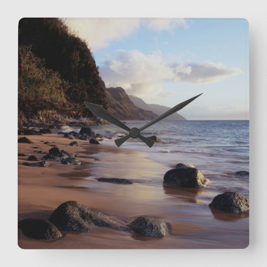 Hawaii, Kauai, Haena Staat Park 2 Quadratische Wanduhr (Vorderseite)