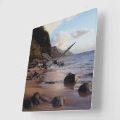 Hawaii, Kauai, Haena Staat Park 2 Quadratische Wanduhr (Winkel)