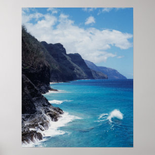 Hawaii, Kauai, Wellen vom Pazifik Poster