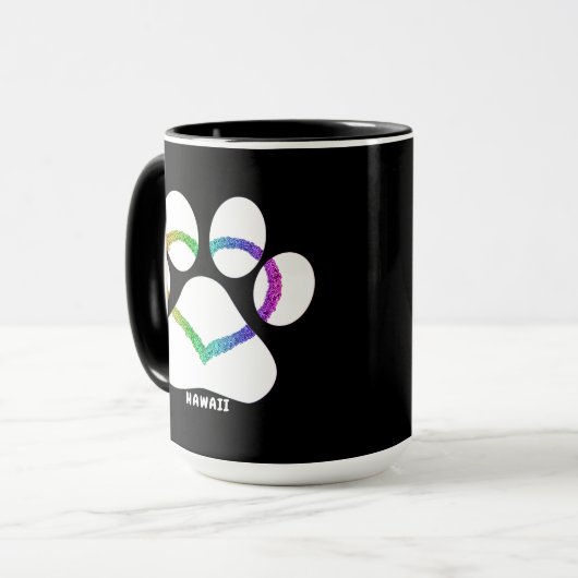 Hawaii Kitty Liebe Rainbow Tasse (Vorderseite Links)