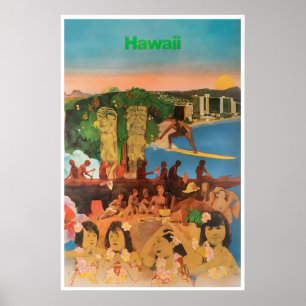 Hawaii Kunst Hawaiianischer Druck Vintage Reisepla Poster