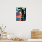 Hawaii-Küste bei Sonnenuntergang Poster (Küche)