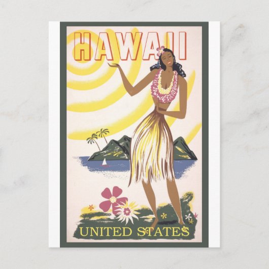 Hawaii Lady Vintage Travel Postcard Postkarte (Vorderseite)