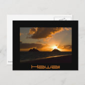 Hawaii Lanikai Sonnenaufgang schwarzer Text Postka Postkarte (Vorne/Hinten)