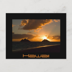 Hawaii Lanikai Sonnenaufgang schwarzer Text Postka Postkarte