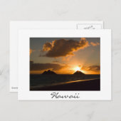 Hawaii Lanikai Sonnenaufgang Weißer Text Postkarte (Vorne/Hinten)