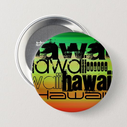 Hawaii; lebhaft grün, orange und gelb button (Vorne & Hinten)