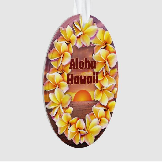 Hawai'i Lei mit Aloha Acrylic Ornament (Vorderseite)