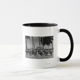 Hawaii - Linie des Hula Mädchen-Tanzens Tasse