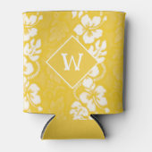 Hawaii Luau Party Hibiskus Blume Monogramm Dosenkühler (Vorderseite)