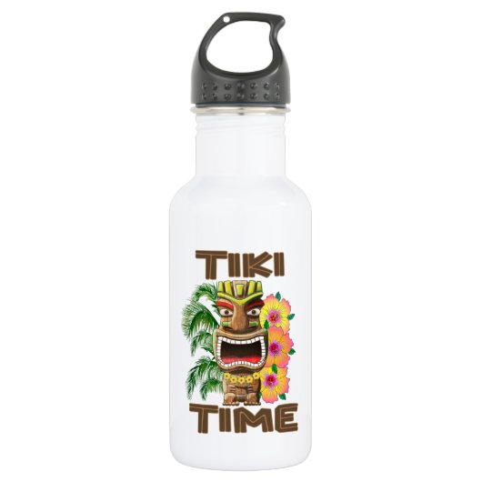 Hawaii Luau Tiki Time Edelstahlflasche (Vorderseite)