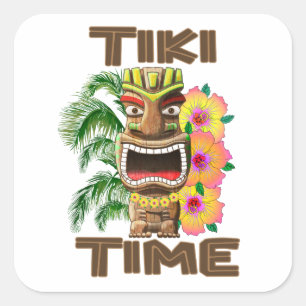 Hawaii Luau Tiki Time Quadratischer Aufkleber