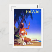 Hawaii, Mädchen auf der Tropeninsel, Jahrgangsreis Postkarte (Vorne/Hinten)