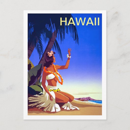 Hawaii, Mädchen auf der Tropeninsel, Jahrgangsreis Postkarte (Vorderseite)