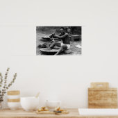 Hawaii - Man Pounding Taro macht Poi Poster (Küche)