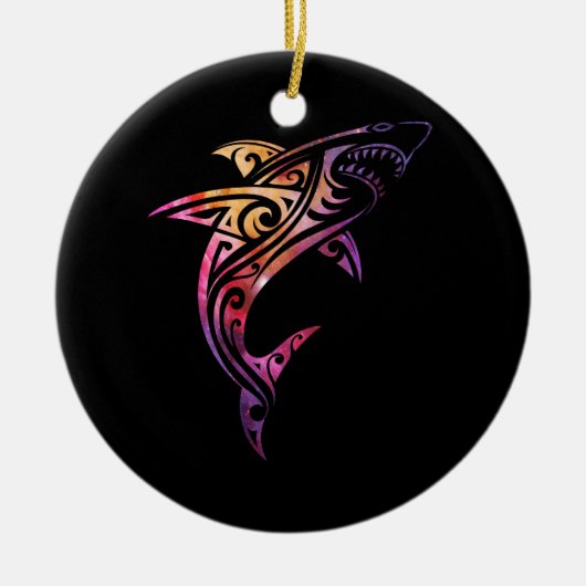 Hawaii Mano Tribal Shark Lover Keramik Ornament (Vorne)