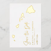Hawaii Map Minimalistisches Script Foto Save the D Folieneinladung (Vorderseite)