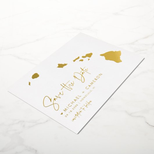 Hawaii Map Minimalistisches Script Foto Save the D Folieneinladung (Gedreht)