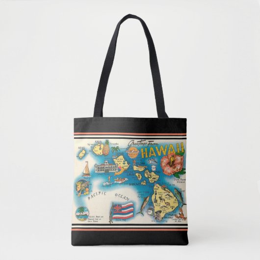 Hawaii Map Swanky Black Map Schulter Tasche (Vorderseite)