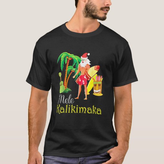 Hawaii Mele Kalikimaka Santa Surfing Christmas Ugl T-Shirt (Vorderseite)