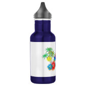 Hawaii mit Palmen, Blume und Surfbrett Edelstahlflasche (Links)