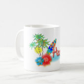 Hawaii mit Palmen, Blume und Surfbrett Kaffeetasse (Vorderseite Links)
