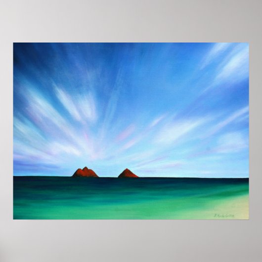 Hawaii Mokulua Islands Ocean Art Poster Print (Vorne)