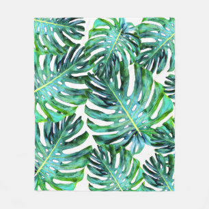 Hawaii Monstera Blatt Tropisches Grün Moderne Fleecedecke