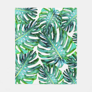 Hawaii Monstera Blatt Tropisches Grün Moderne Fleecedecke