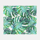 Hawaii Monstera Blatt Tropisches Grün Moderne Fleecedecke (Vorderseite (Horizontal))