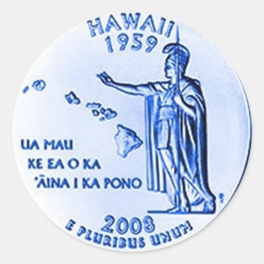 Hawaii-Münze 50. Staat Runder Aufkleber (Vorderseite)