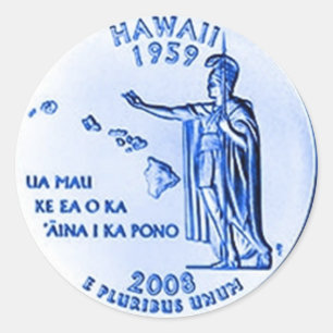 Hawaii-Münze 50. Staat Runder Aufkleber