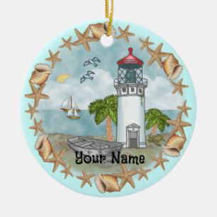 Hawaii-Muschel-Leuchtturm-Ornament Keramik Ornament