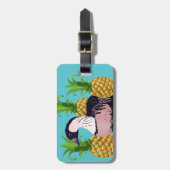 Hawaii Nene Gänse Staat Bird & Pineappa Aqua Blue Gepäckanhänger (Vorderseite vertikal)