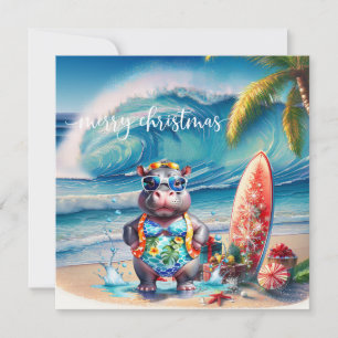 Hawaii Nilpferd feiert Weihnachten am Strand