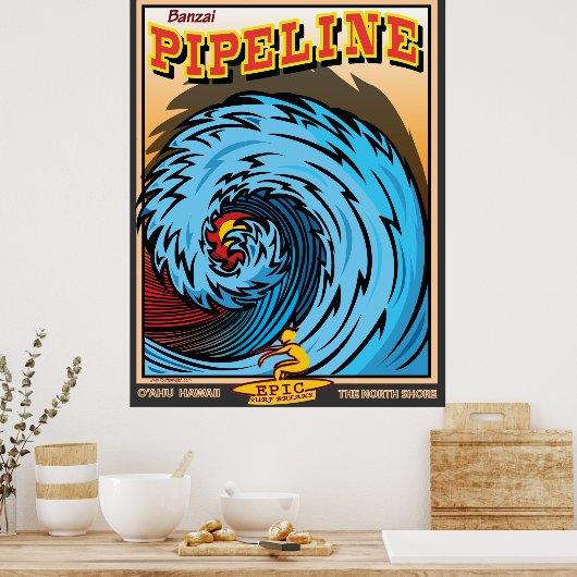 HAWAII NORTH SHORE SURFING POSTER (Küche)