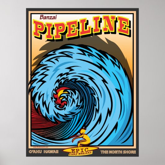 HAWAII NORTH SHORE SURFING POSTER (Vorne)