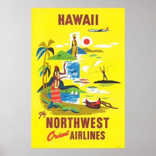 Hawaii - Northwest Orient Reiseplakatdrucke Poster (Vorne)