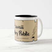 Hawaii Notary Public Scroll Feather Quill Zweifarbige Tasse (VorderseiteRechts)