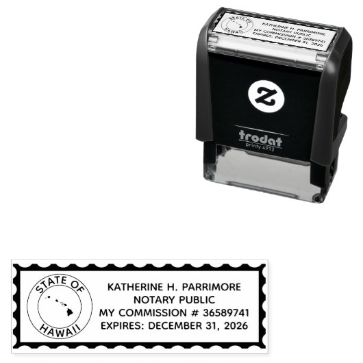 Hawaii Notary Public Self Inking Kautschuk Briefma Permastempel (Beispiel)