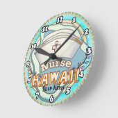 Hawaii Nurse Runde Wanduhr (Winkel)