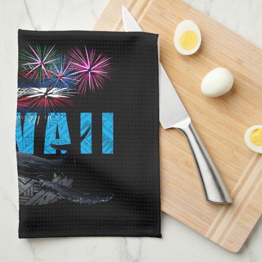 HAWAII NYE POLYNESIAN TRIBAL HUMPBACK FIREWORKS GESCHIRRTUCH (Viertel Falte)