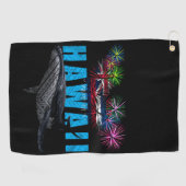 HAWAII NYE POLYNESIAN TRIBAL HUMPBACK FIREWORKS GOLFHANDTUCH (Horizontal)